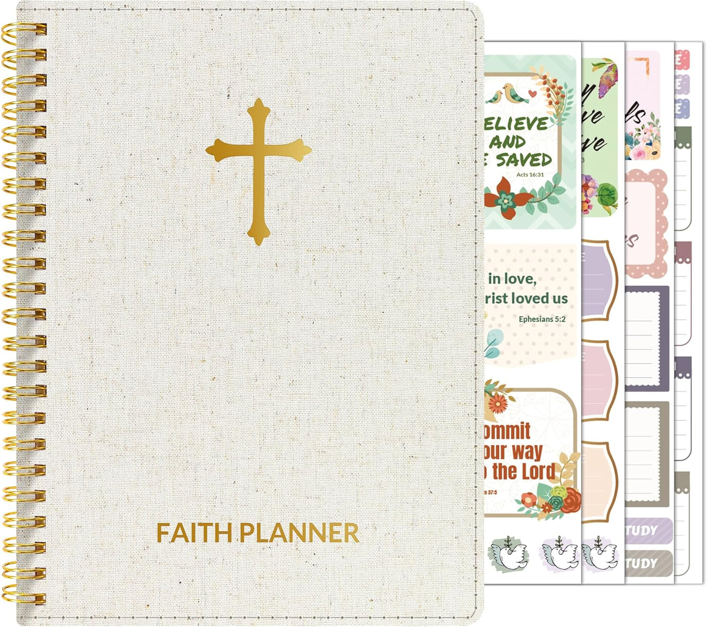 2025 Christian Planner - 12 Month Bible Journal and Prayer Planner A5 Spiral Bound, Monthly & Weekly Christian Organizer Gifts for Women Men (Grey Green)