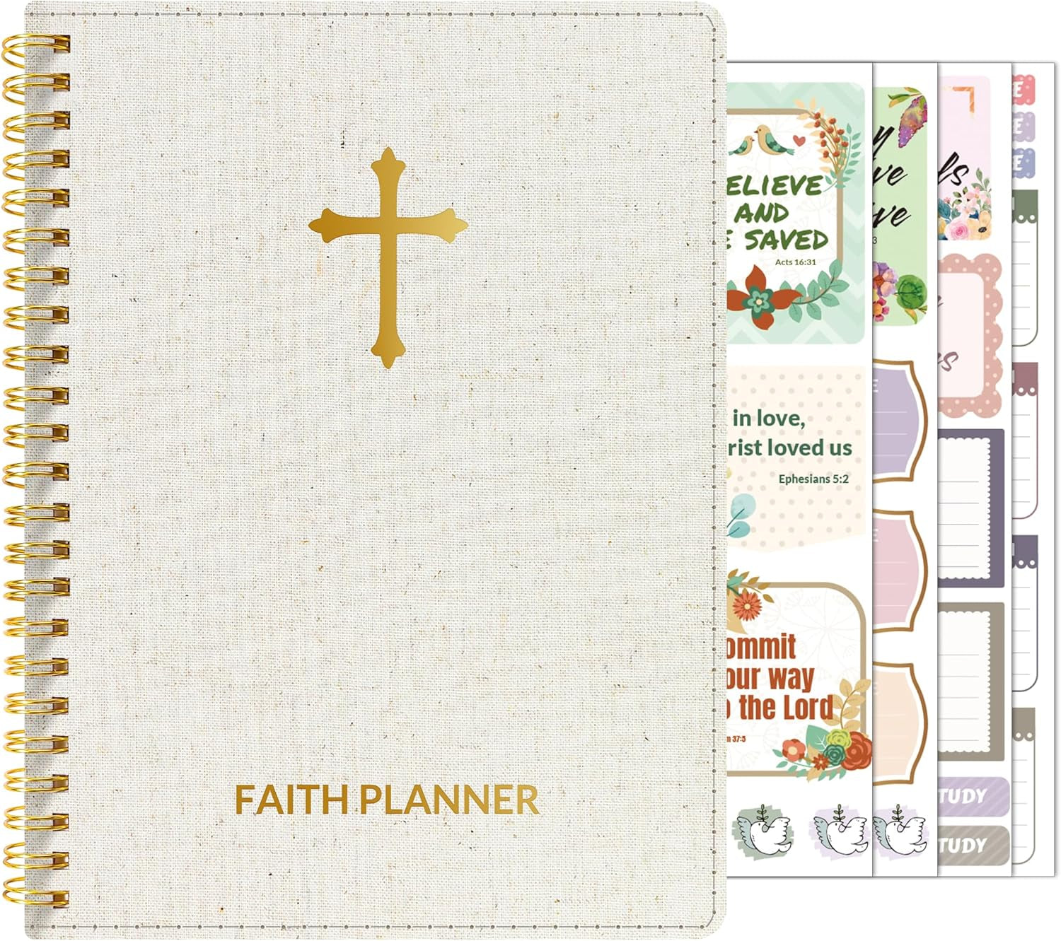 2025 Christian Planner - 12 Month Bible Journal and Prayer Planner A5 Spiral Bound, Monthly & Weekly Christian Organizer Gifts for Women Men (Grey Green)