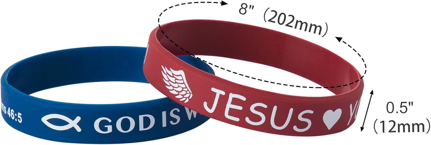 Bible Verse Bracelets – 80 Pcs Silicone Bracelets Bulk Jesus Bracelets – Cute Christian Bracelet Colored Wristbands – Comfortable and Lightweight – Perfect Religious Gifts for Men, Women