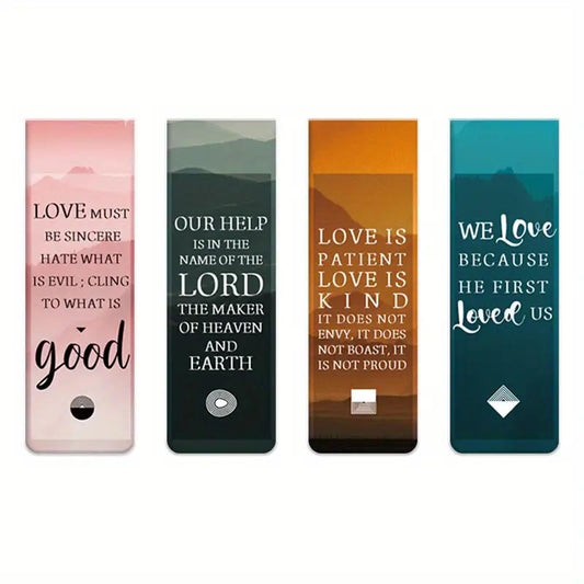 4pcs Inspirational Bible Verse Magnetic Bookmarks - Perfect for Book Lovers,