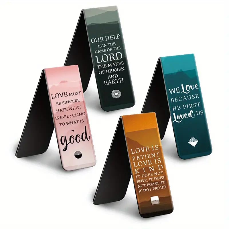 4pcs Inspirational Bible Verse Magnetic Bookmarks - Perfect for Book Lovers,