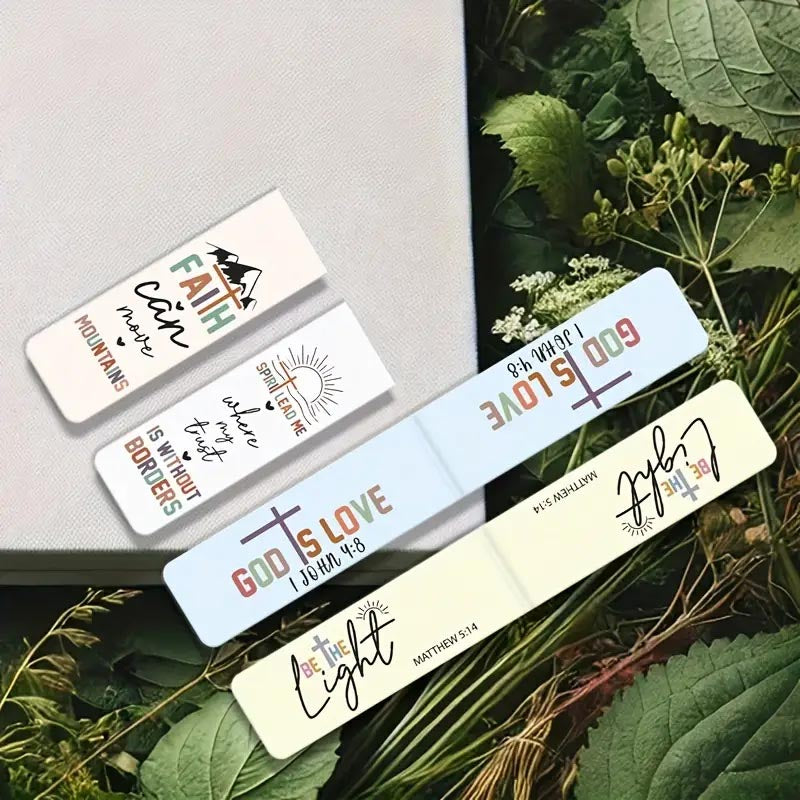 4pcs Inspirational Bible Verse Magnetic Bookmarks - Perfect for Book Lovers,