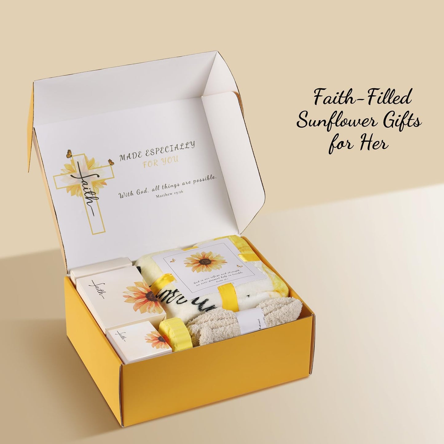 Christian Sunflower Gift Set for Women - 11-Piece Inspirational Religious Gifts Featuring Bible Verses 