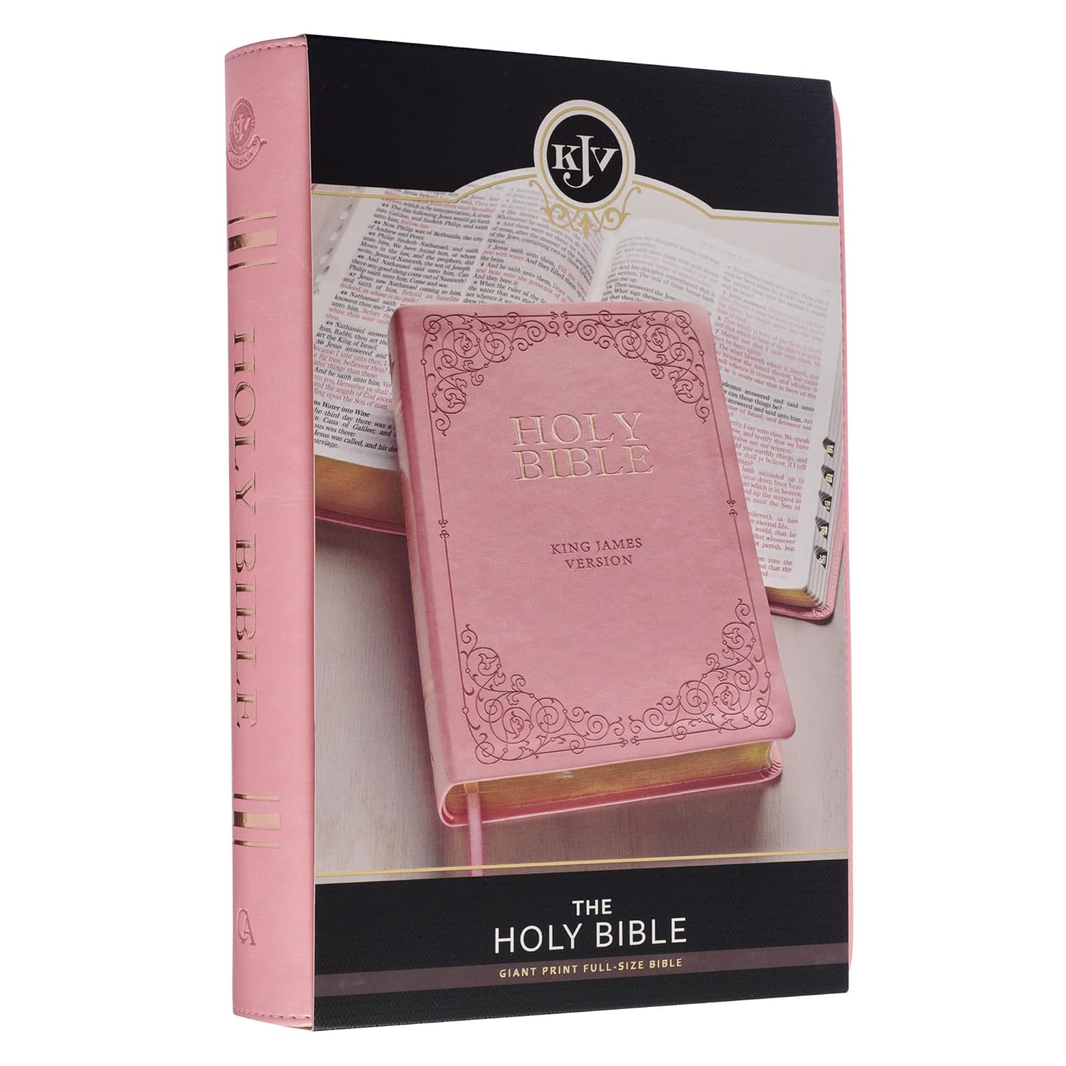 KJV Holy Bible, Giant Print Full-Size Faux Leather Red Letter Edition - Thumb Index & Ribbon Marker, King James Version, Pink (KJV Full Size GP Editions)