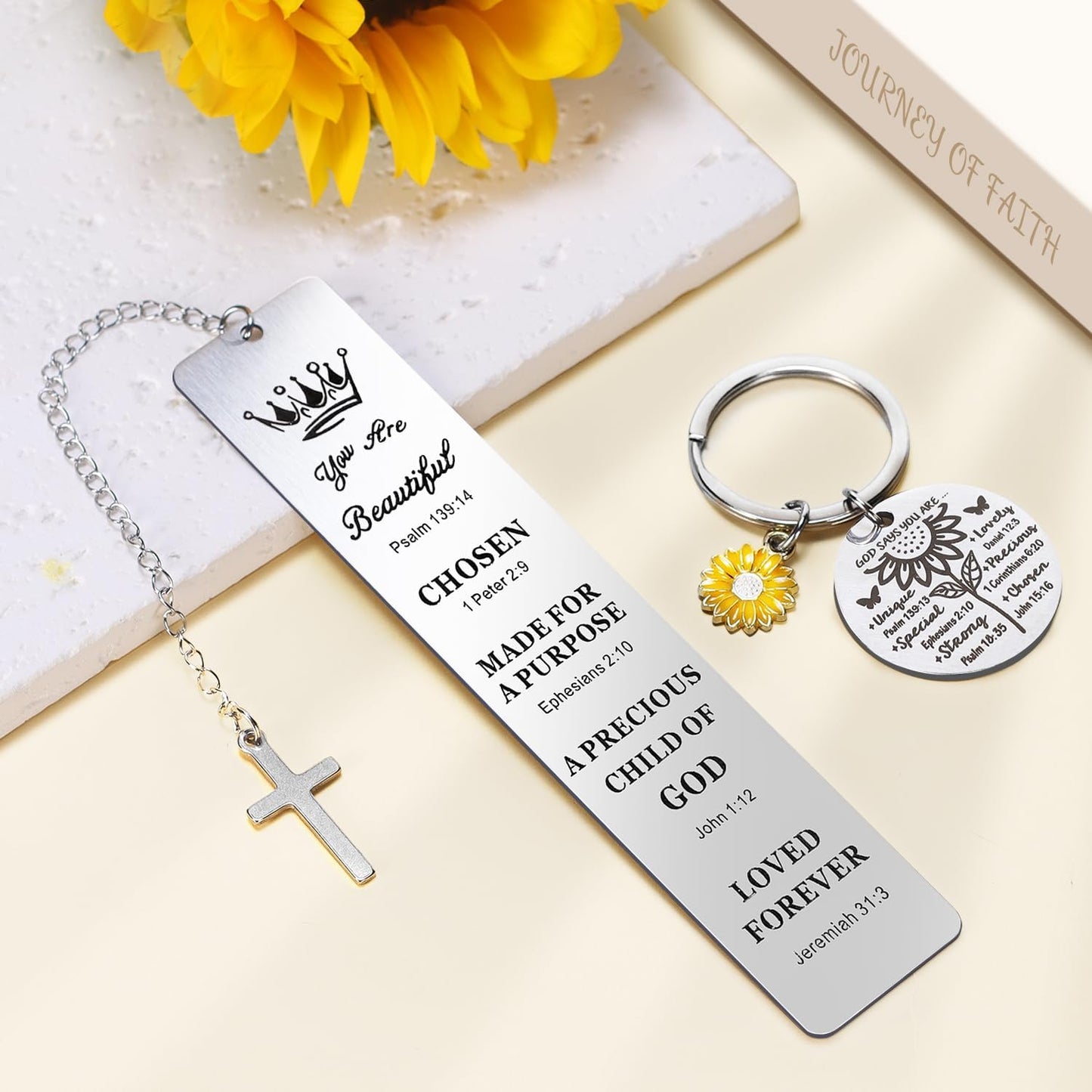 Christian Sunflower Gift Set for Women - 11-Piece Inspirational Religious Gifts Featuring Bible Verses 