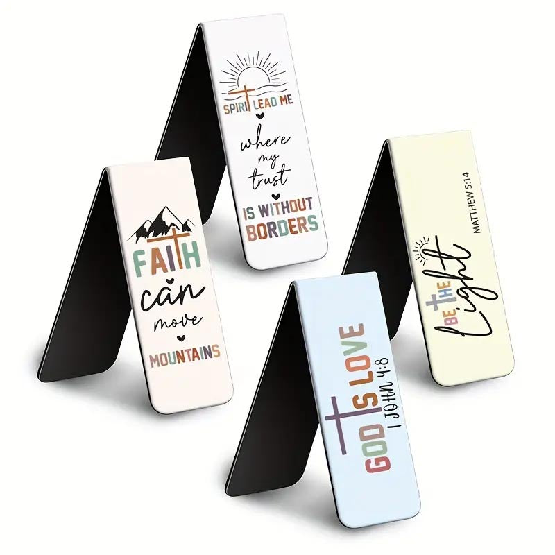 4pcs Inspirational Bible Verse Magnetic Bookmarks - Perfect for Book Lovers,