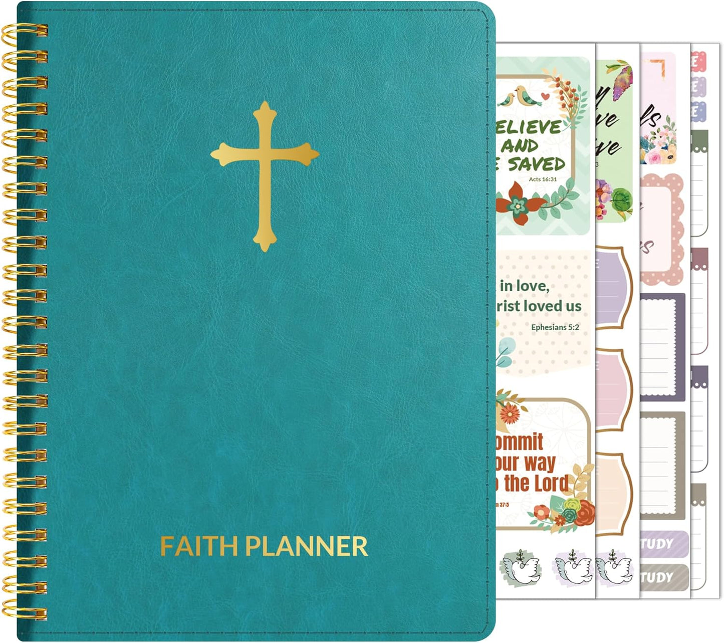 2025 Christian Planner - 12 Month Bible Journal and Prayer Planner A5 Spiral Bound, Monthly & Weekly Christian Organizer Gifts for Women Men (Grey Green)