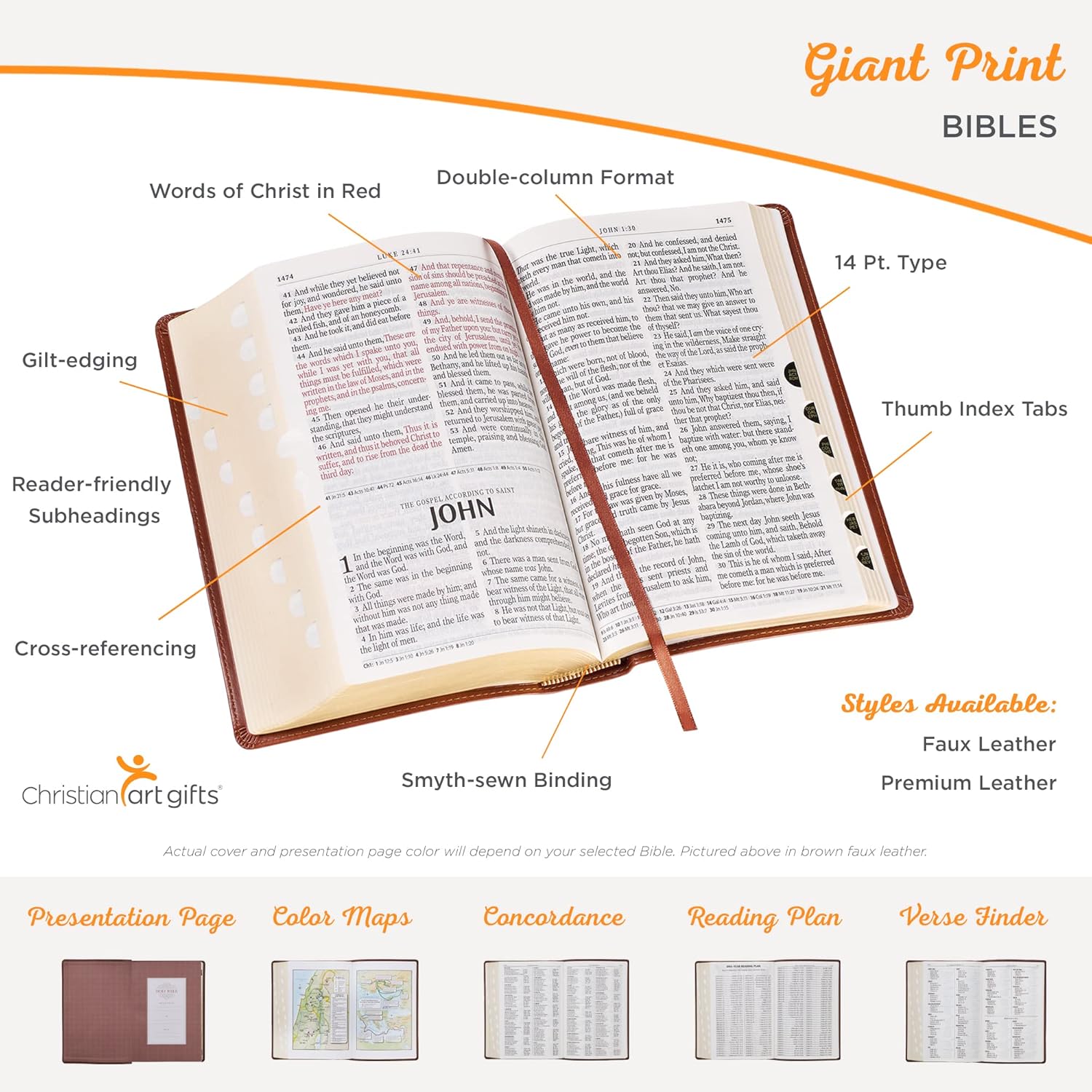 KJV Holy Bible, Giant Print Full-Size Faux Leather Red Letter Edition - Thumb Index & Ribbon Marker, King James Version, Pink (KJV Full Size GP Editions)