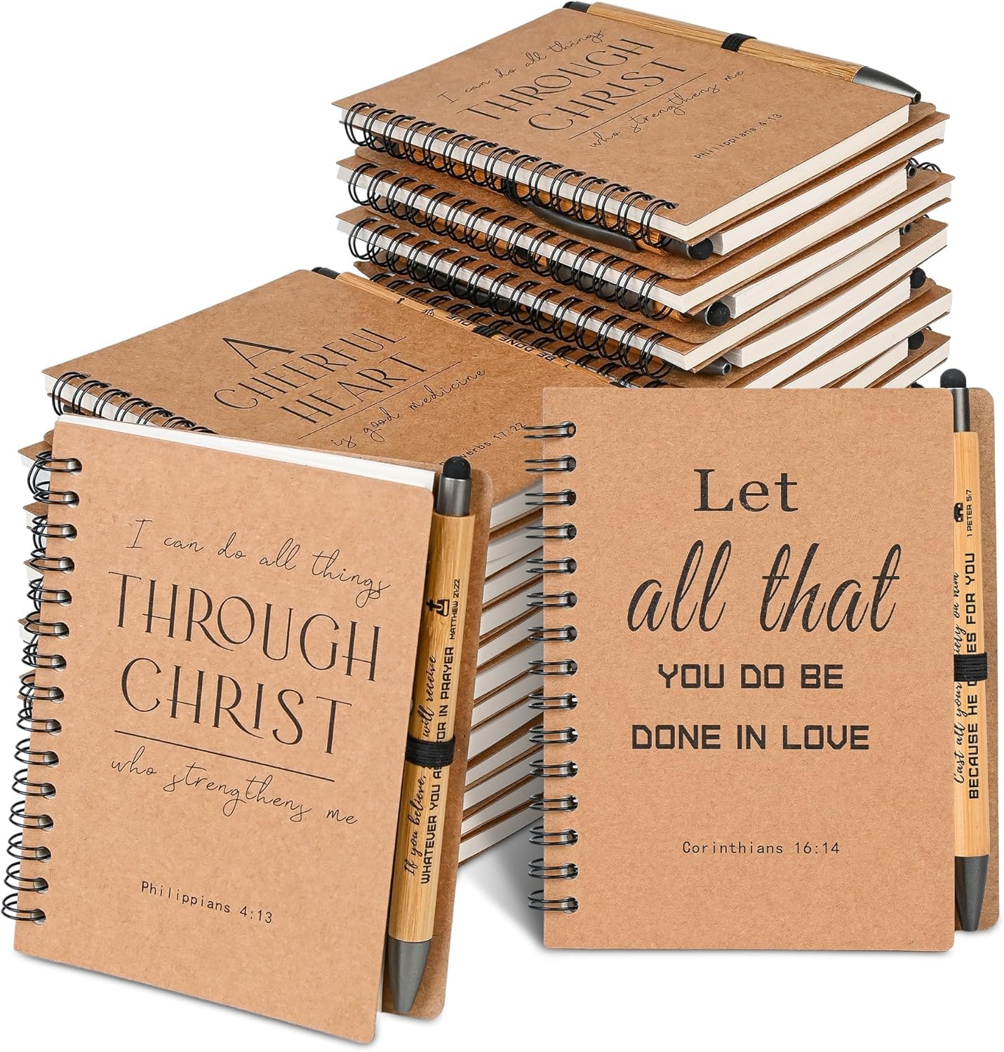 10 Sets of Christian Gifts Spiral Notebooks Bulk Journals with Christian Pens Prayer Journal Christian Journal for Teachers Students Friends Colleagues and Family Christmas Gifts