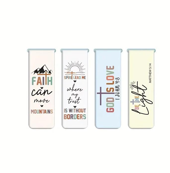 4pcs Inspirational Bible Verse Magnetic Bookmarks - Perfect for Book Lovers,