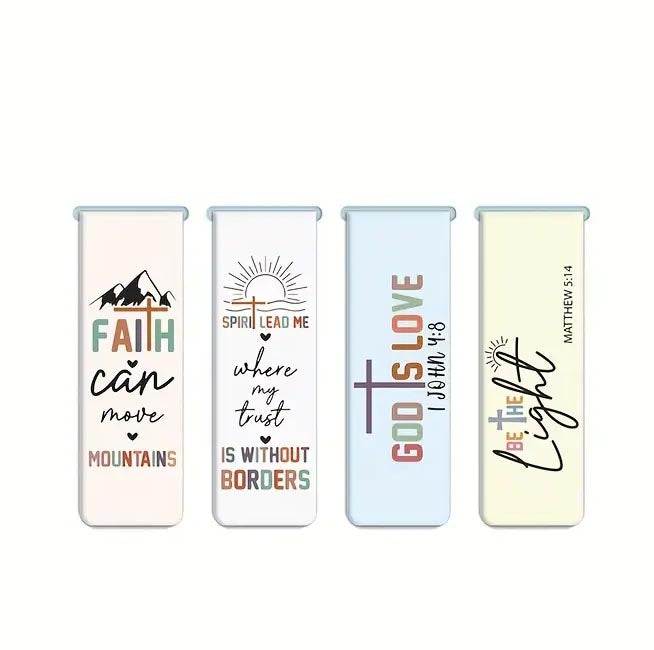 4pcs Inspirational Bible Verse Magnetic Bookmarks - Perfect for Book Lovers,