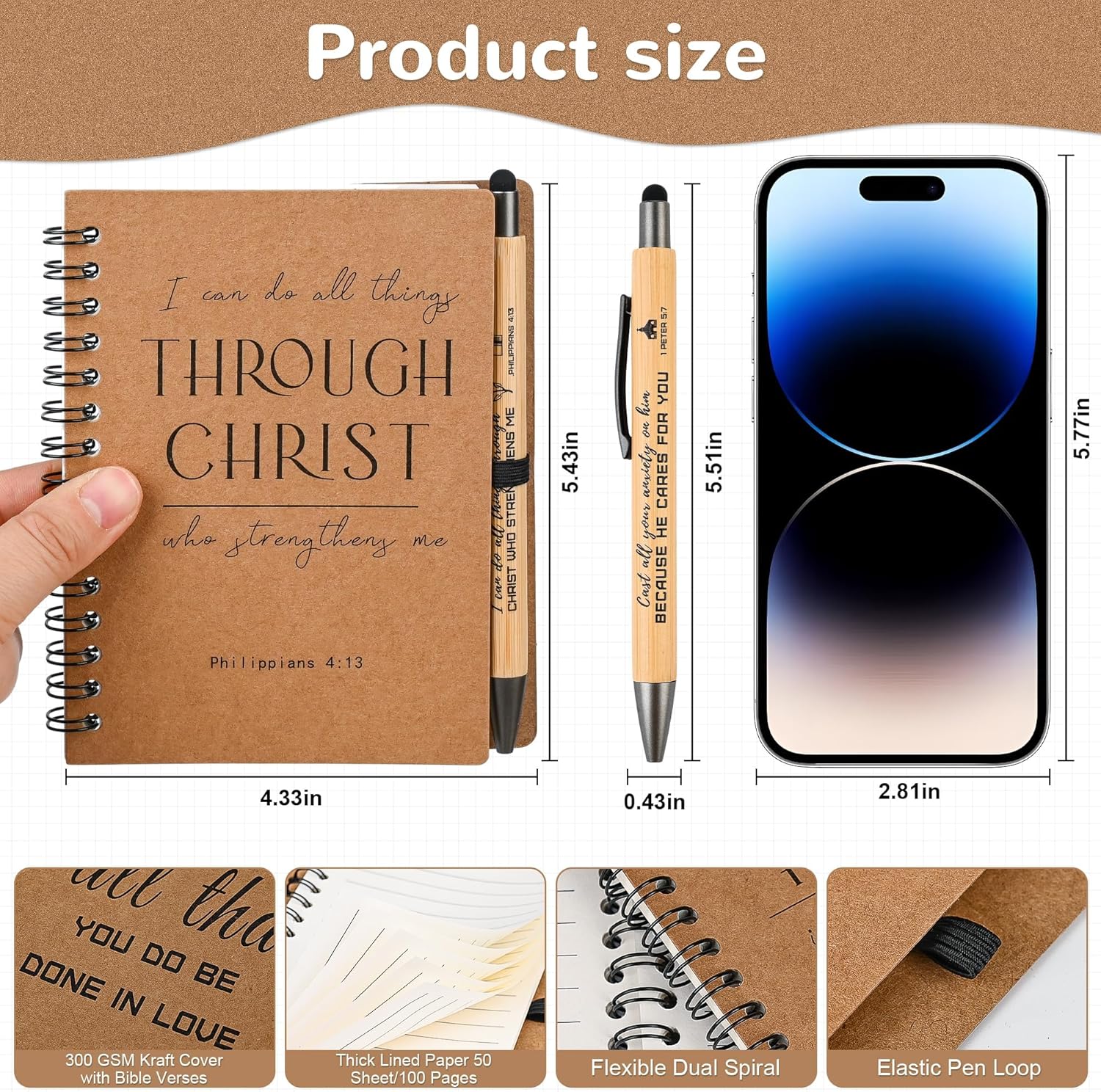 10 Sets of Christian Gifts Spiral Notebooks Bulk Journals with Christian Pens Prayer Journal Christian Journal for Teachers Students Friends Colleagues and Family Christmas Gifts