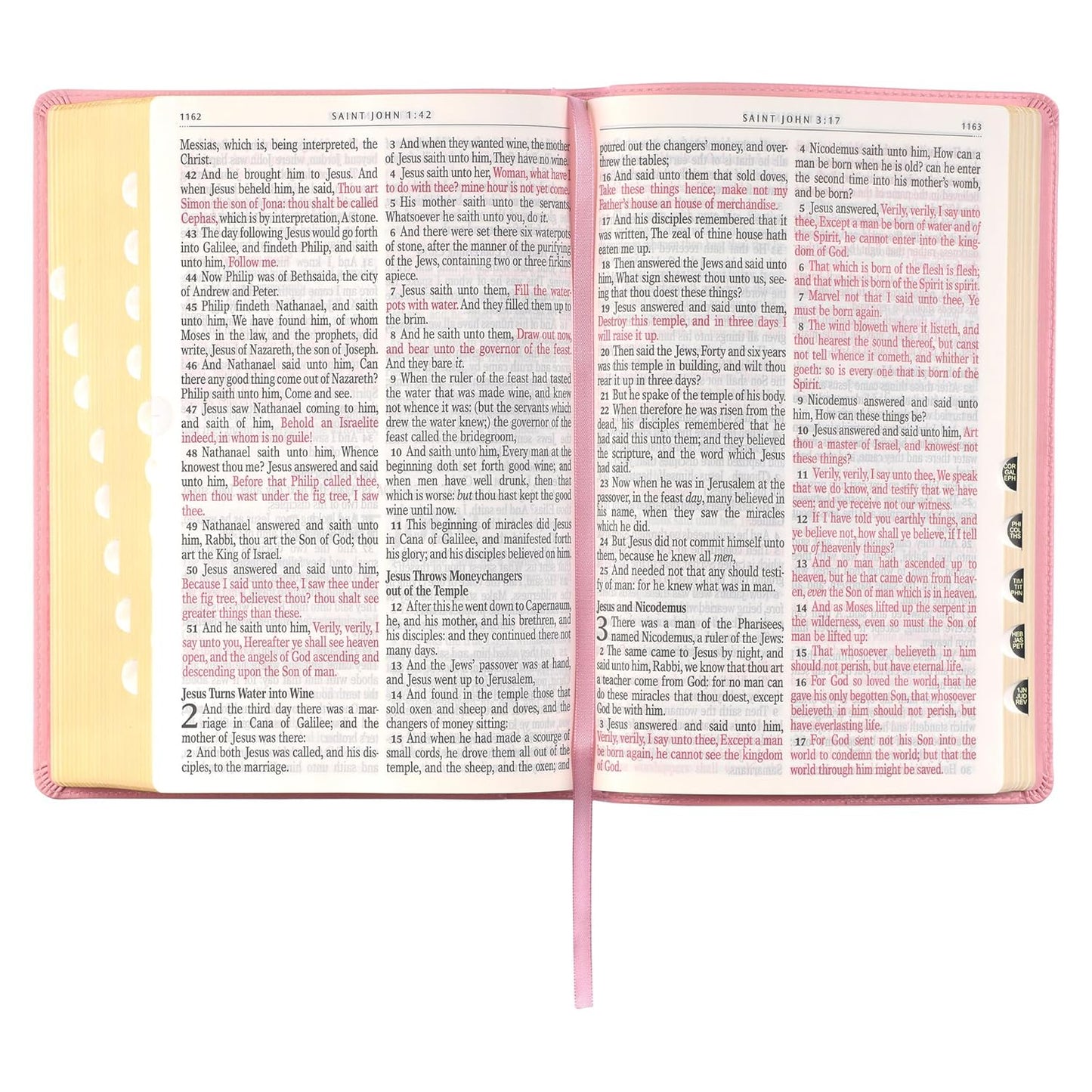 KJV Holy Bible, Giant Print Full-Size Faux Leather Red Letter Edition - Thumb Index & Ribbon Marker, King James Version, Pink (KJV Full Size GP Editions)