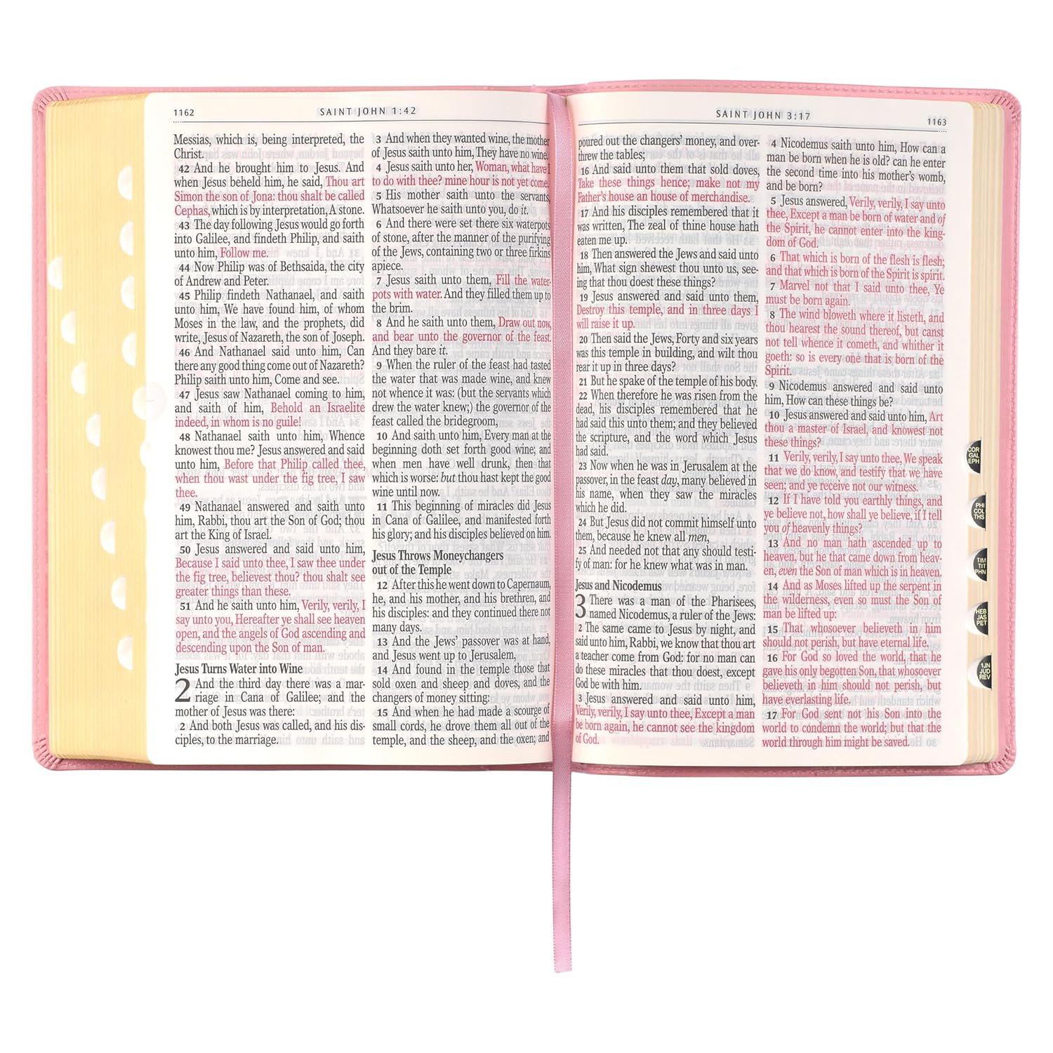 KJV Holy Bible, Giant Print Full-Size Faux Leather Red Letter Edition - Thumb Index & Ribbon Marker, King James Version, Pink (KJV Full Size GP Editions)