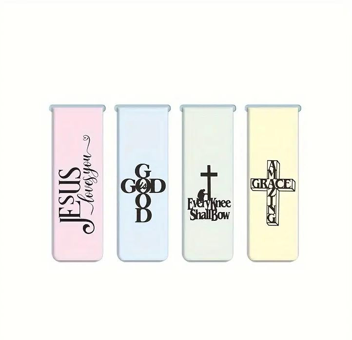 4pcs Inspirational Bible Verse Magnetic Bookmarks - Perfect for Book Lovers