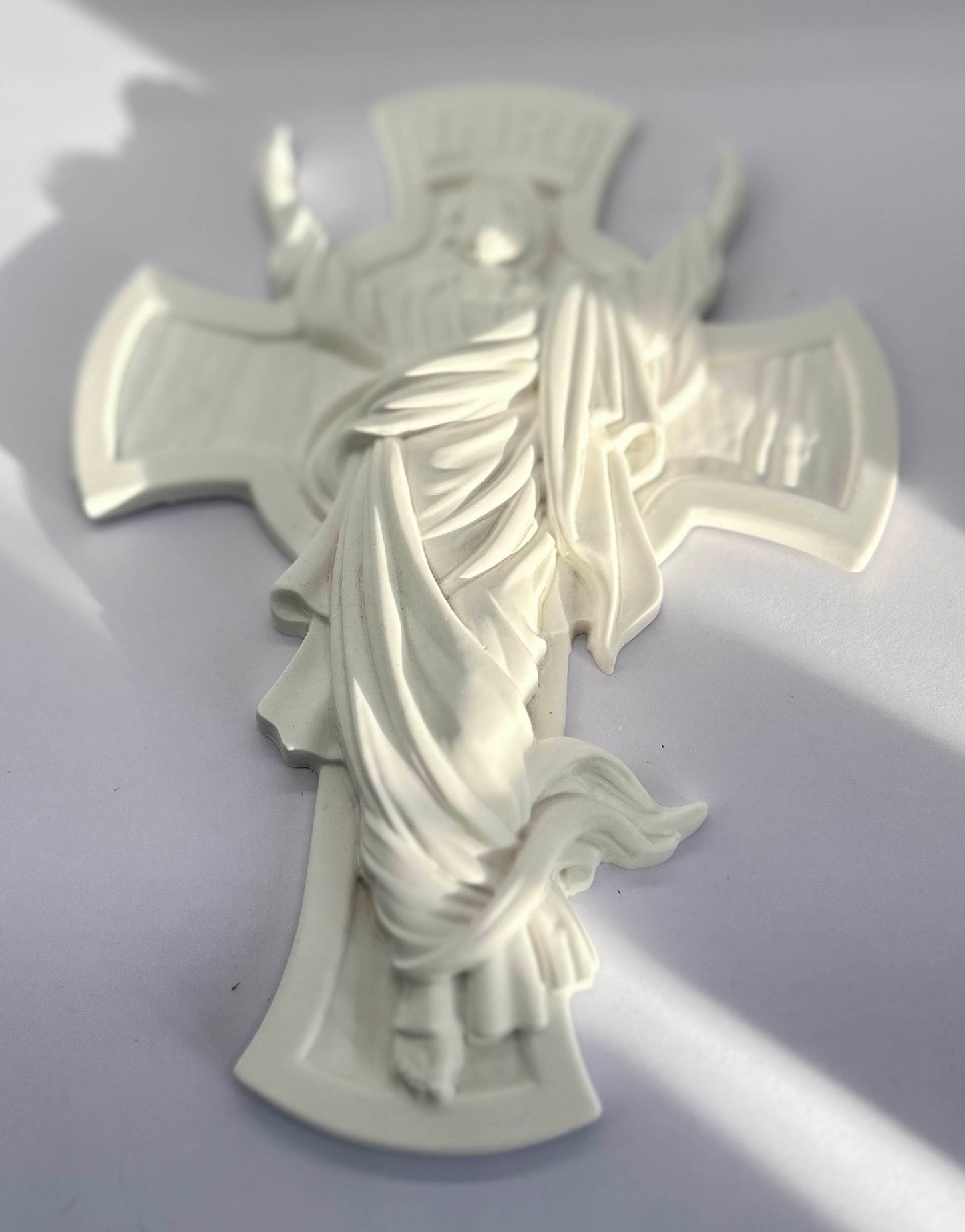 Handmade Porcelain Cross INRI Jesus Resurrection Wall Decor Religious Christian Gift