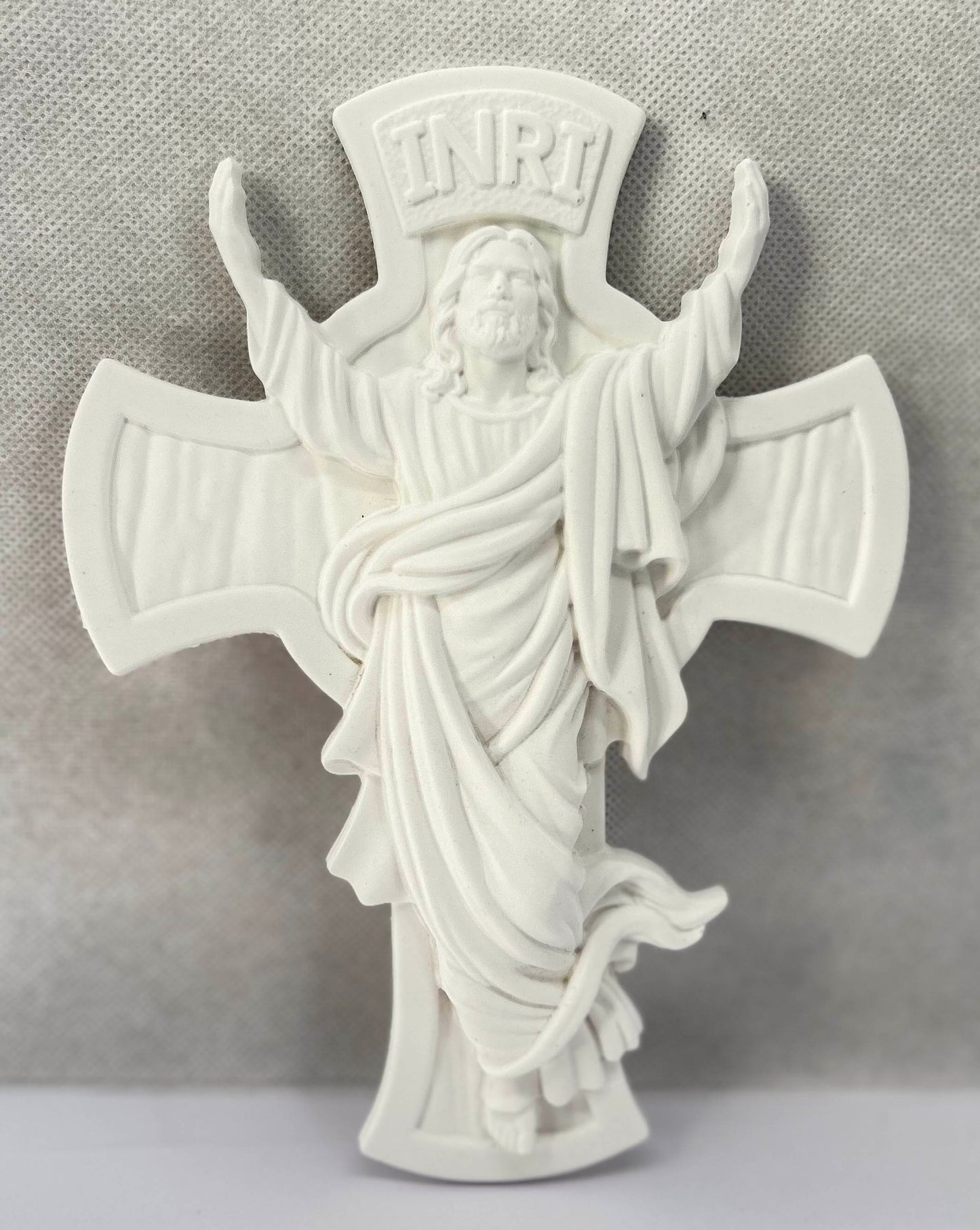 Handmade Porcelain Cross INRI Jesus Resurrection Wall Decor Religious Christian Gift