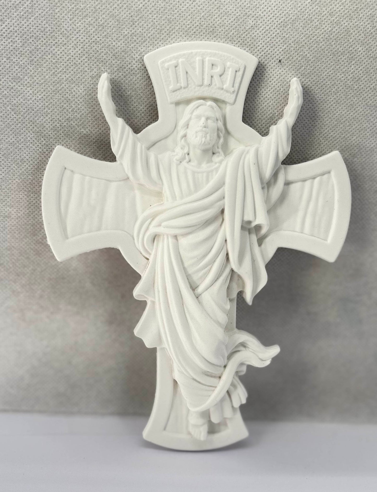 Handmade Porcelain Cross INRI Jesus Resurrection Wall Decor Religious Christian Gift