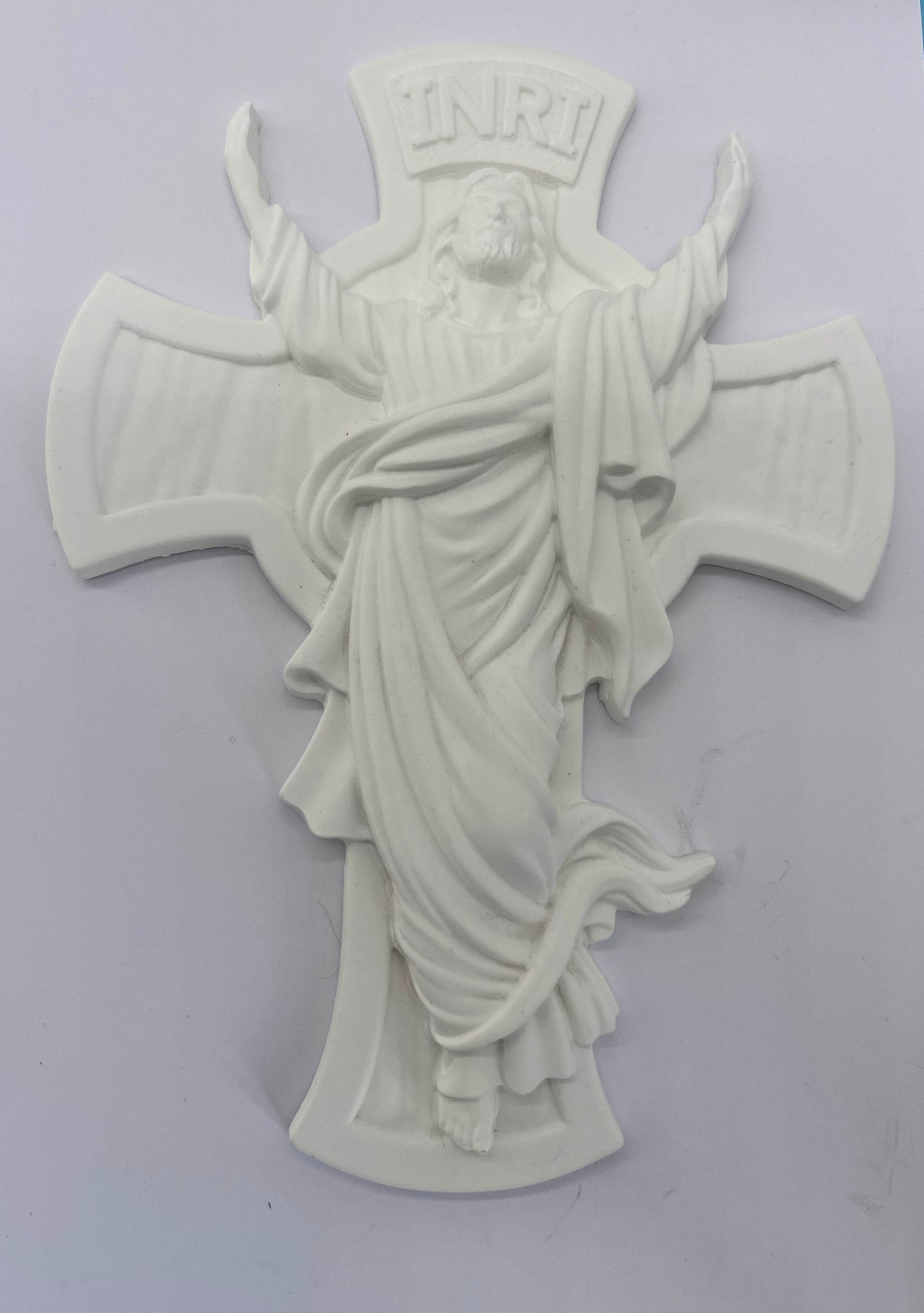 Handmade Porcelain Cross INRI Jesus Resurrection Wall Decor Religious Christian Gift