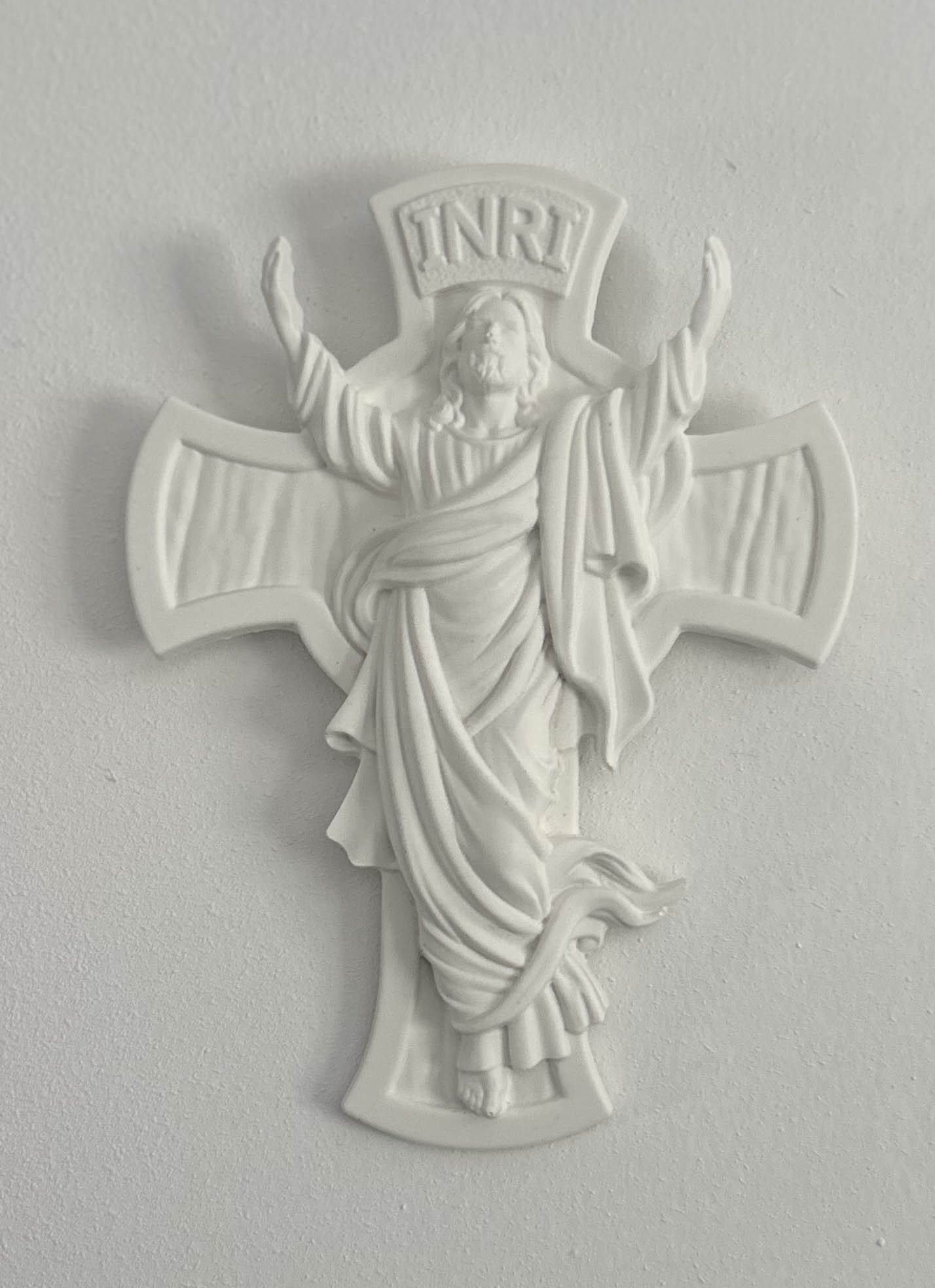 Handmade Porcelain Cross INRI Jesus Resurrection Wall Decor Religious Christian Gift