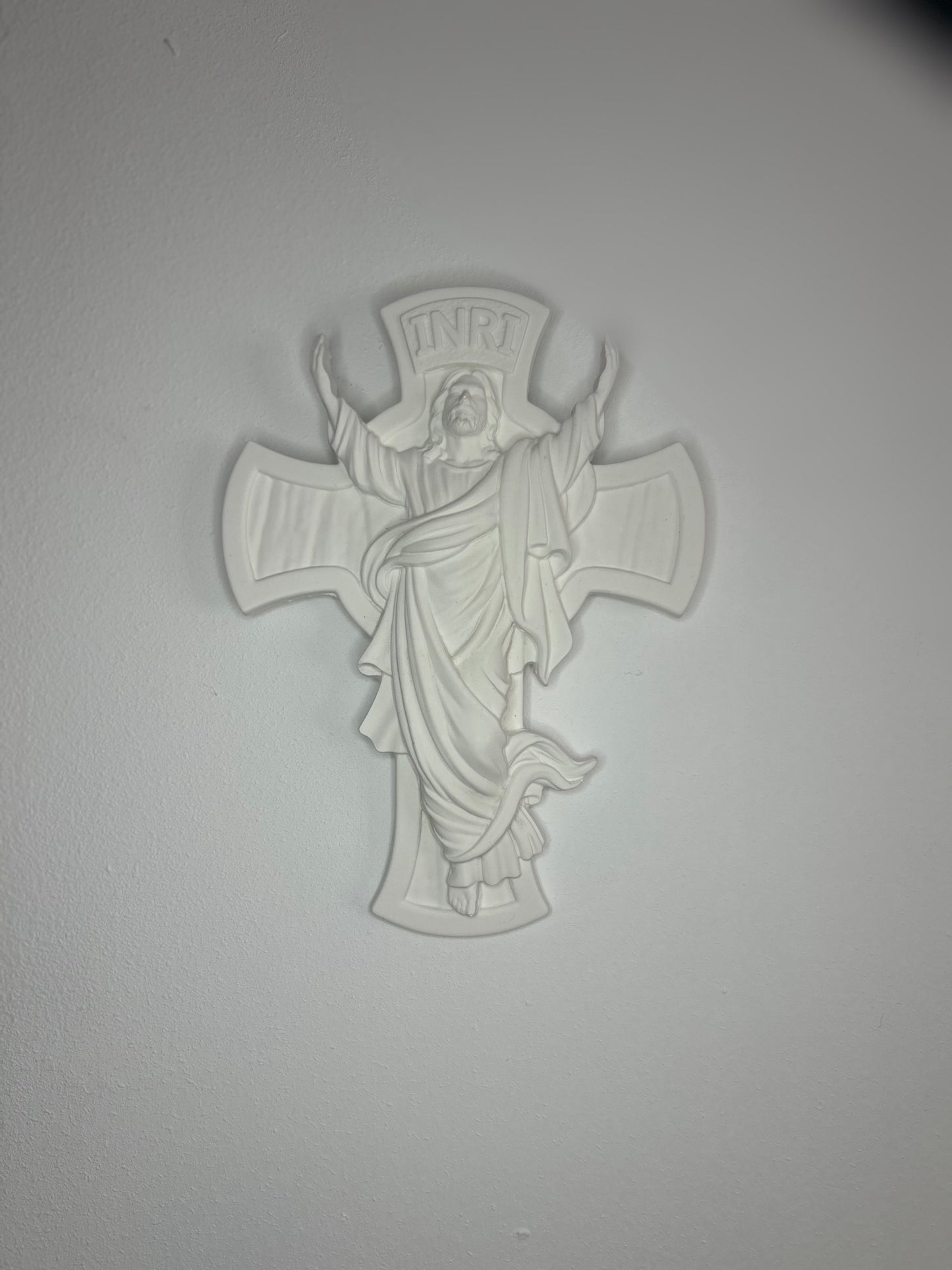 Handmade Porcelain Cross INRI Jesus Resurrection Wall Decor Religious Christian Gift