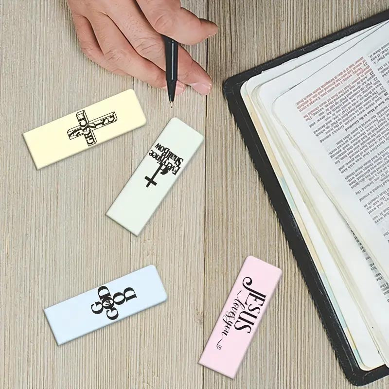 4pcs Inspirational Bible Verse Magnetic Bookmarks - Perfect for Book Lovers