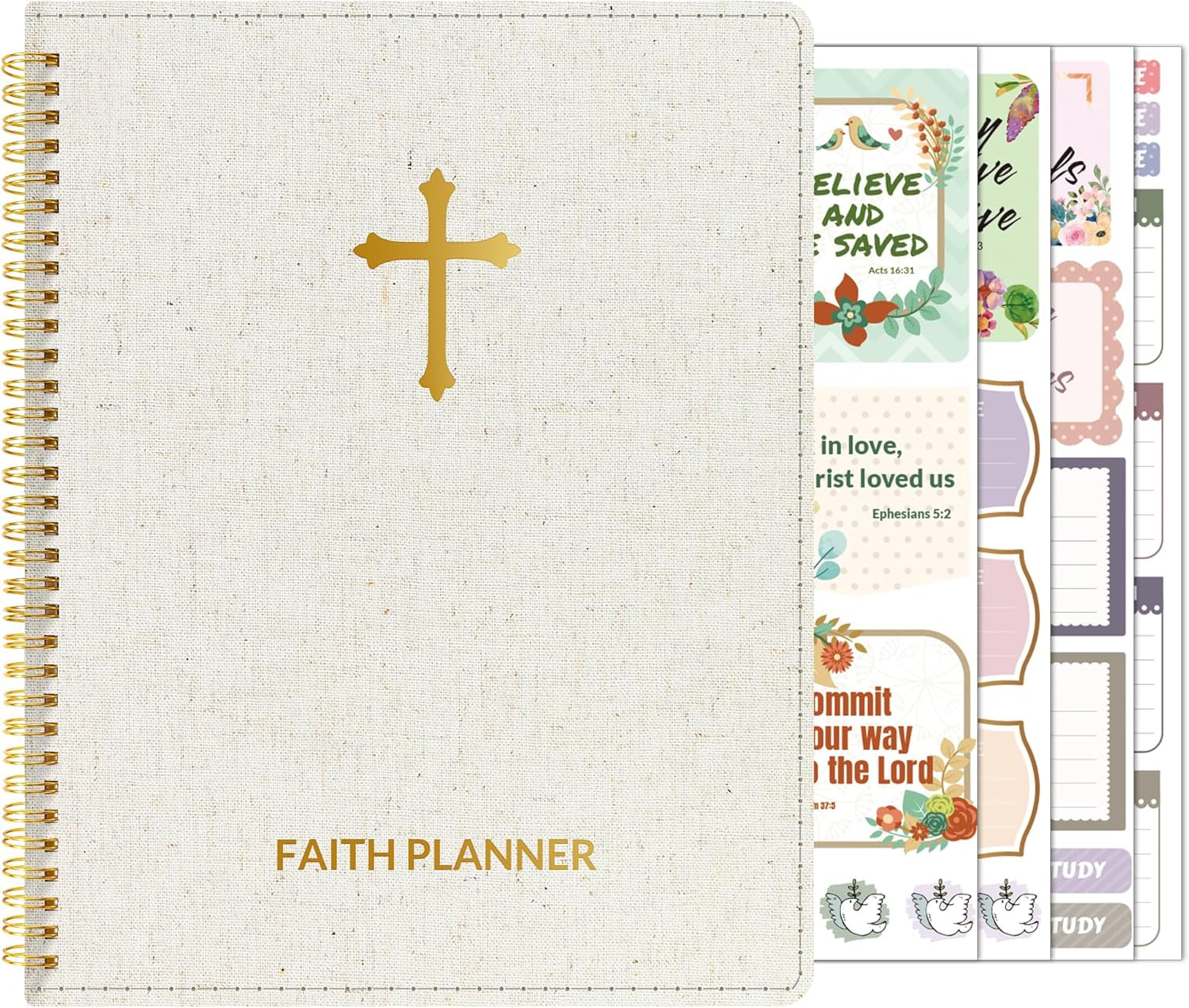 2025 Christian Planner - 12 Month Bible Journal and Prayer Planner A5 Spiral Bound, Monthly & Weekly Christian Organizer Gifts for Women Men (Grey Green)