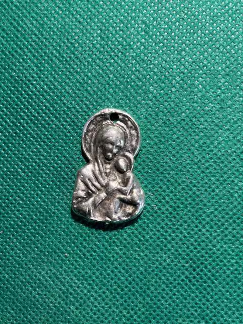 Metal Virgin Mary and Child Pendant - 2.5Cm X 1.8Cm with Adhesive Magnet