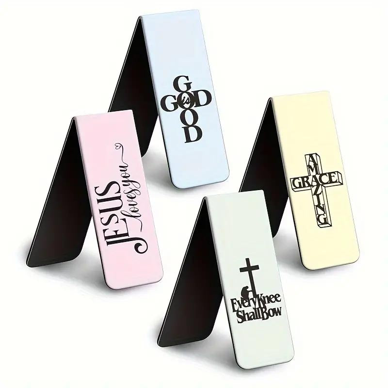 4pcs Inspirational Bible Verse Magnetic Bookmarks - Perfect for Book Lovers